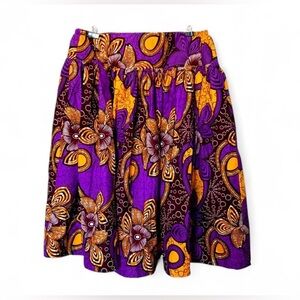 Floral Purple and Orange Ankara print skirt (NWOT)